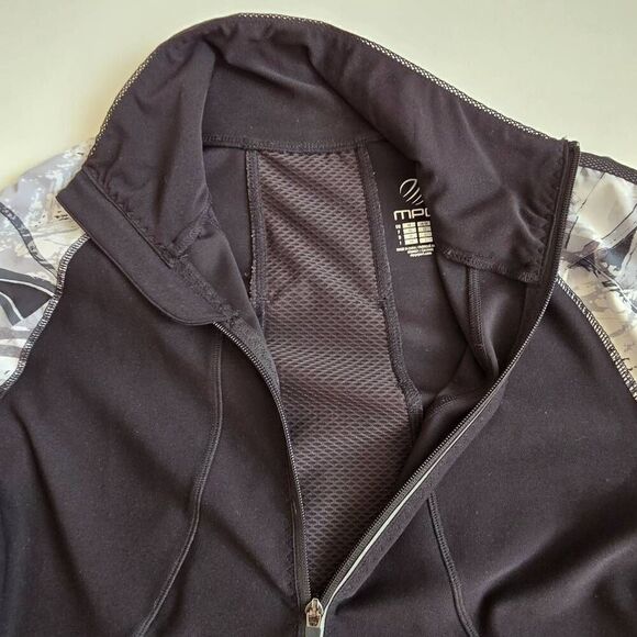 MPG Womens Mock Neck Athletic Warm Up Jacket Black White Medium - Picture 6 of 12